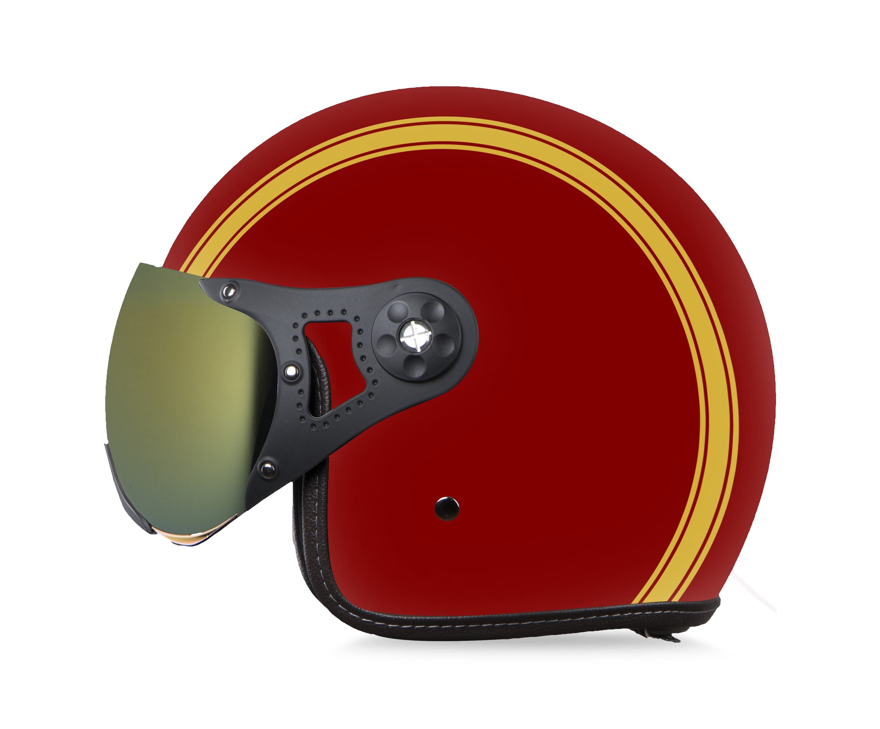 SB-40 DOT STRIPE MAT MAROON WITH GOLD (WITH EXTRA CLEAR VISOR)